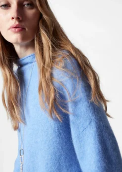Alpaka-Strickpullover mit hohem Kragen