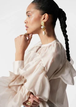 Asymmetrische Bluse mit Rüschen