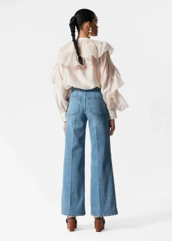 Asymmetrische Bluse mit Rüschen