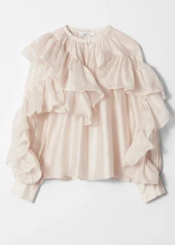 Asymmetrische Bluse mit Rüschen