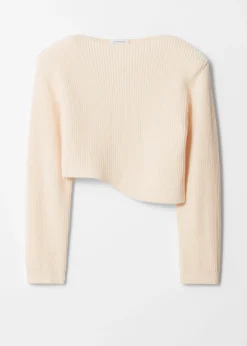 Asymmetrischer Rippstrickpullover