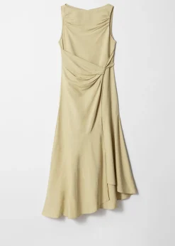 Asymmetrisches Midikleid in Wickeloptik mit Knoten