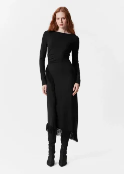 Asymmetrisches Midikleid mit Fransen