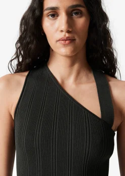 Asymmetrisches Rippstrickoberteil