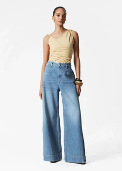 Asymmetrisches Tanktop mit Drapierung