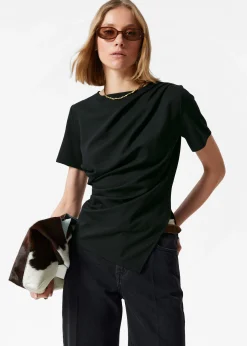 Asymmetrisches T-Shirt mit Drapierung