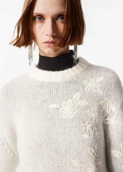 Bestickter Pullover aus Mohair-Mix