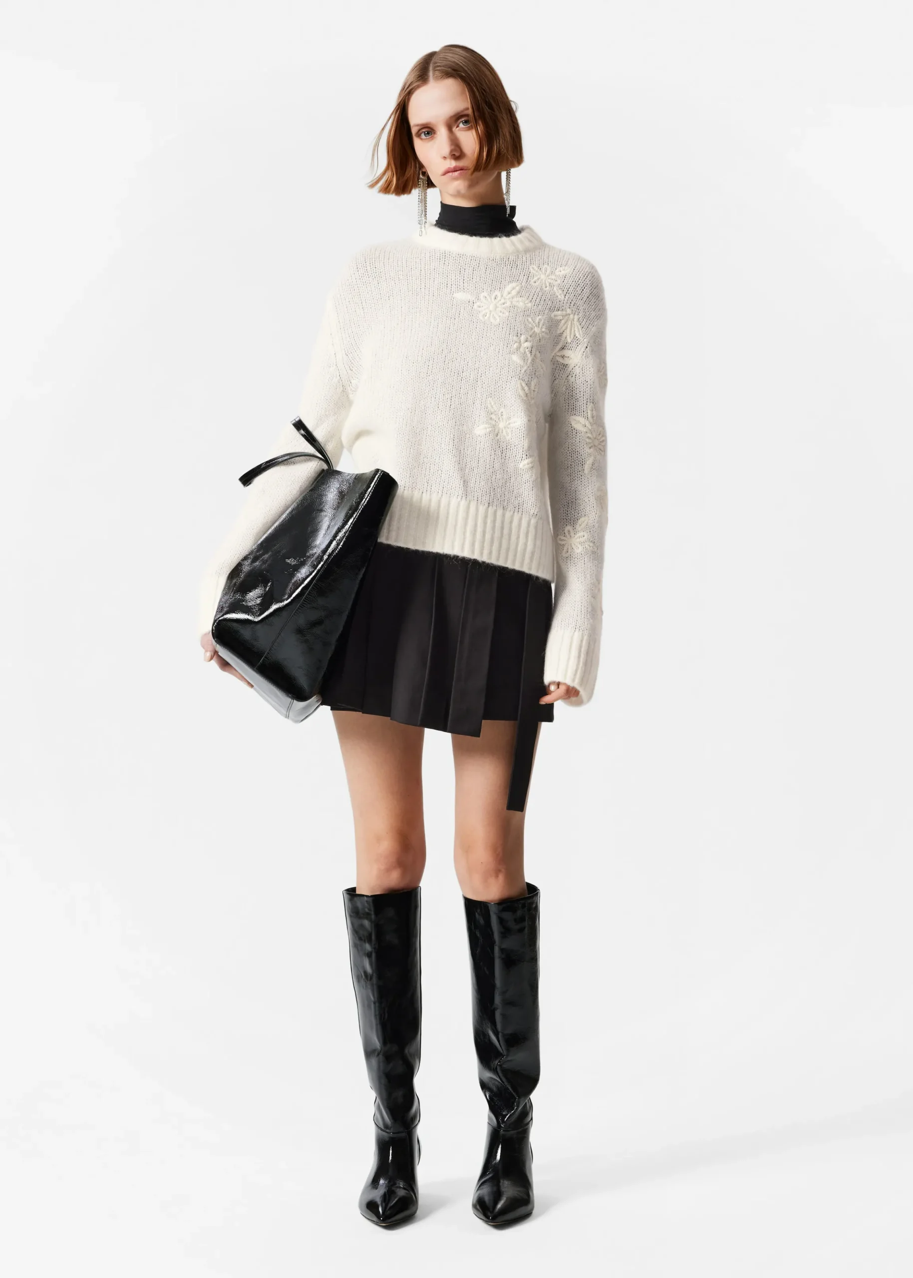 Bestickter Pullover aus Mohair-Mix
