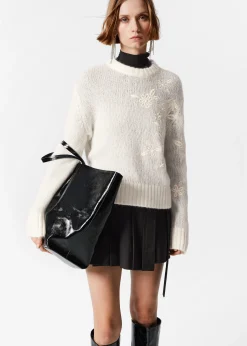 Bestickter Pullover aus Mohair-Mix