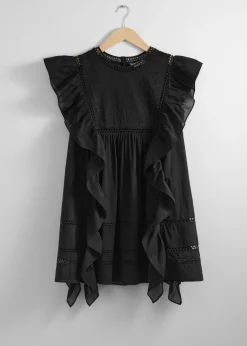 Besticktes Minikleid mit Rüschen