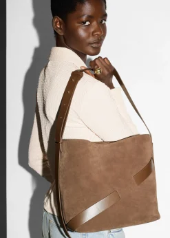 Beuteltasche aus Veloursleder