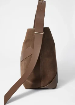 Beuteltasche aus Veloursleder