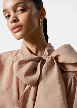 Bluse mit Puffärmeln und Schleifendetail