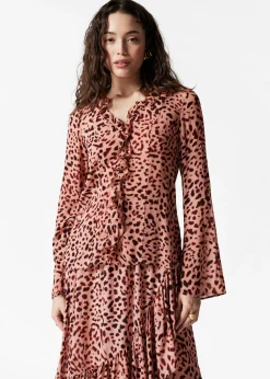 Bluse mit Rüschen und V-Ausschnitt
