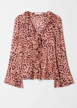 Bluse mit Rüschen und V-Ausschnitt