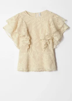 Bluse mit Spitze und Volants