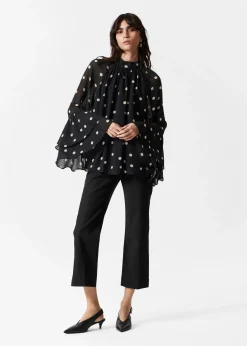 Bluse mit Volants und Stehkragen