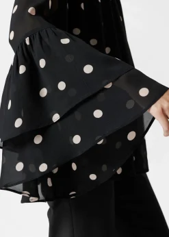 Bluse mit Volants und Stehkragen