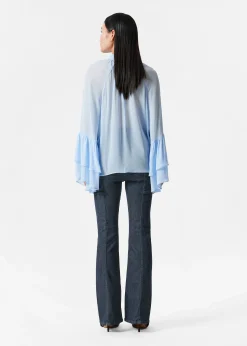 Bluse mit Volants und Stehkragen