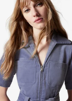 Cord-Jumpsuit mit Gürtel