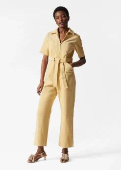 Cord-Jumpsuit mit Gürtel