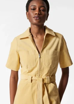 Cord-Jumpsuit mit Gürtel