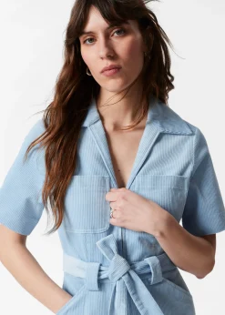 Cord-Jumpsuit mit Gürtel