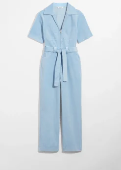 Cord-Jumpsuit mit Gürtel