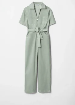 Cord-Jumpsuit mit Gürtel