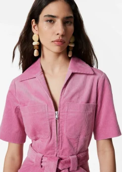 Cord-Jumpsuit mit Gürtel