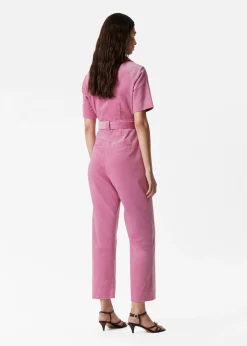 Cord-Jumpsuit mit Gürtel