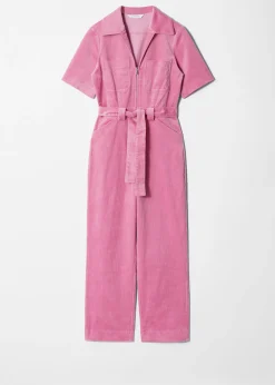 Cord-Jumpsuit mit Gürtel