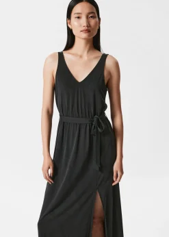 Cupro-Midikleid mit V-Ausschnitt