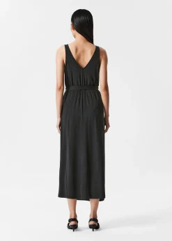 Cupro-Midikleid mit V-Ausschnitt