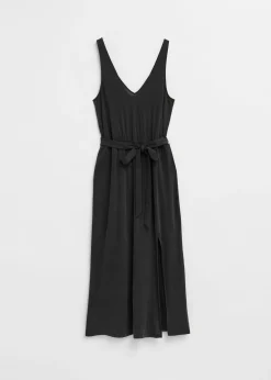 Cupro-Midikleid mit V-Ausschnitt