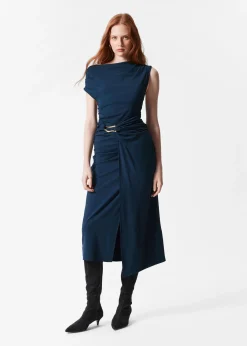 Drapiertes Midikleid