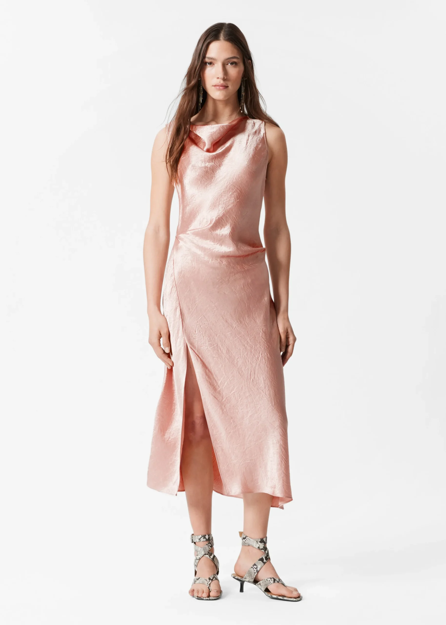 Drapiertes Midikleid aus Satin