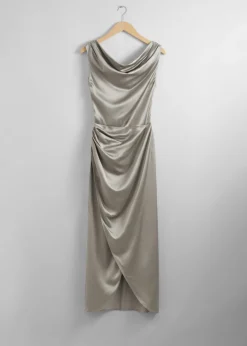 Drapiertes Midikleid aus Satin