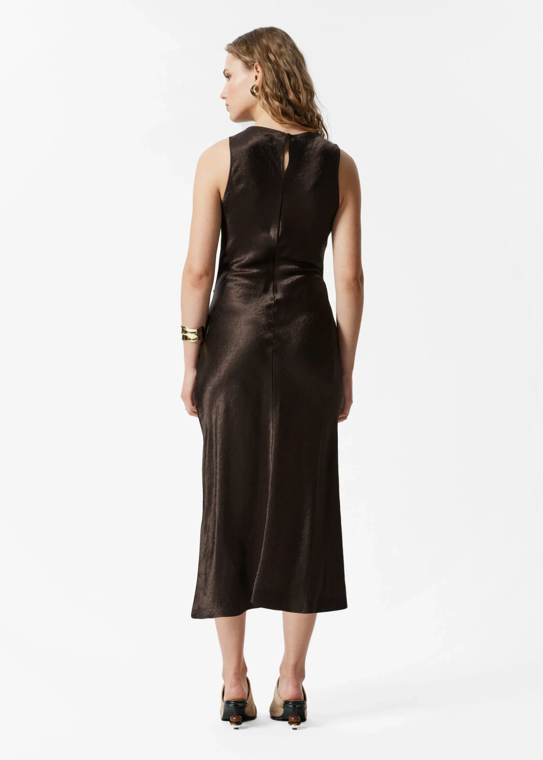 Drapiertes Midikleid aus Satin