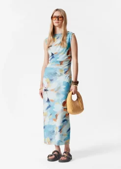 Drapiertes Midikleid ohne Ärmel
