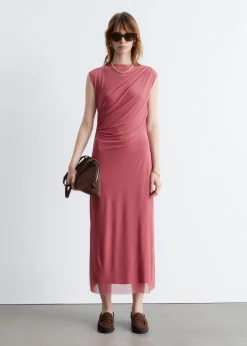 Drapiertes Midikleid ohne Ärmel
