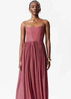Durchscheinendes Maxikleid mit Korsage