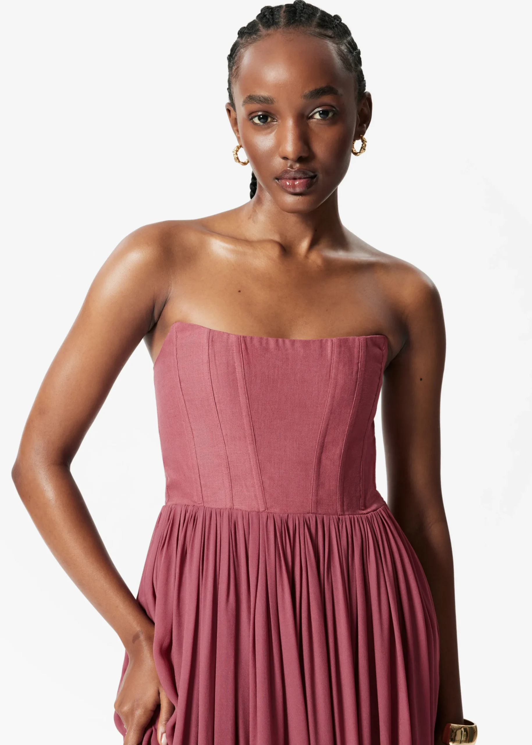 Durchscheinendes Maxikleid mit Korsage