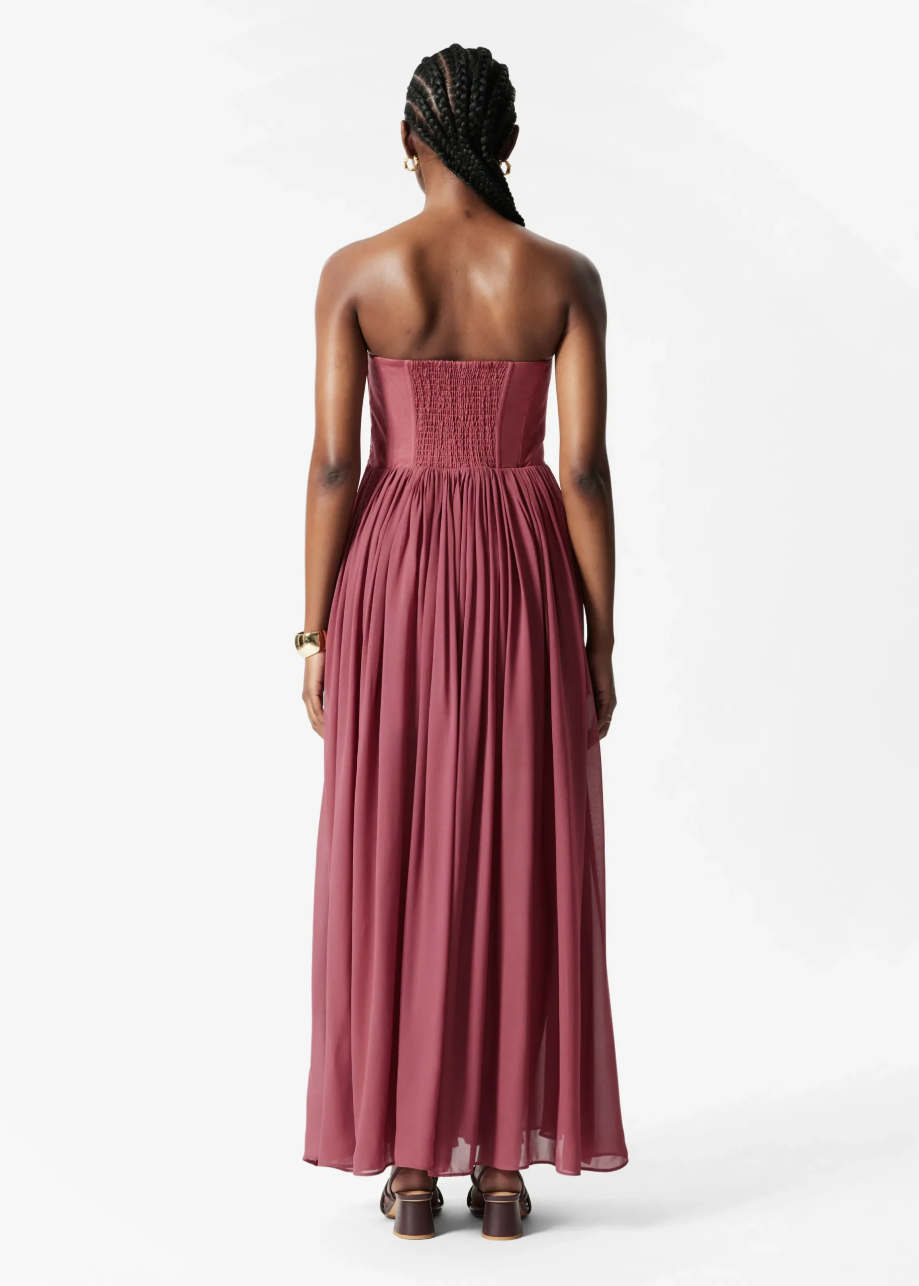 Durchscheinendes Maxikleid mit Korsage