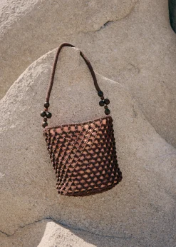 Gehäkelte Beuteltasche mit Perlenverzierung