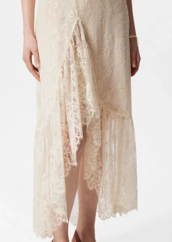 Gerüschtes Midikleid mit Spitze