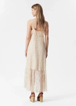 Gerüschtes Midikleid mit Spitze