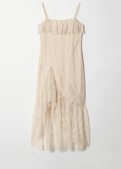 Gerüschtes Midikleid mit Spitze