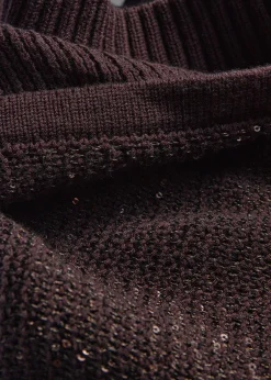 Gestrickter Kapuzenpullover in Metallic-Optik