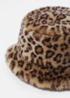 Hut aus Fellimitat mit Leopardenmuster